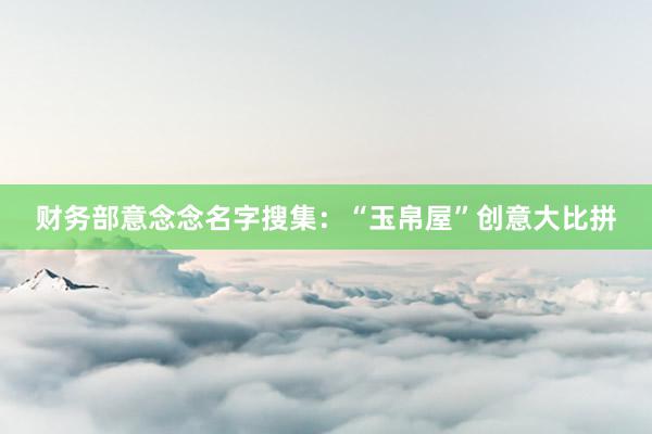 财务部意念念名字搜集：“玉帛屋”创意大比拼